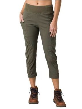 Prana Koen Capri Olive Green Drawstring Pockets UPF Outdoor Hiking Gorpcore-S